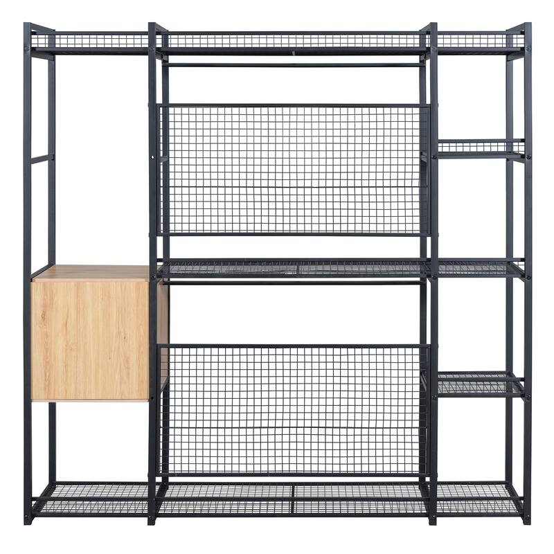 Open-Style Wardrobe with Hanging Rails, Shelves and Drawers - N/A