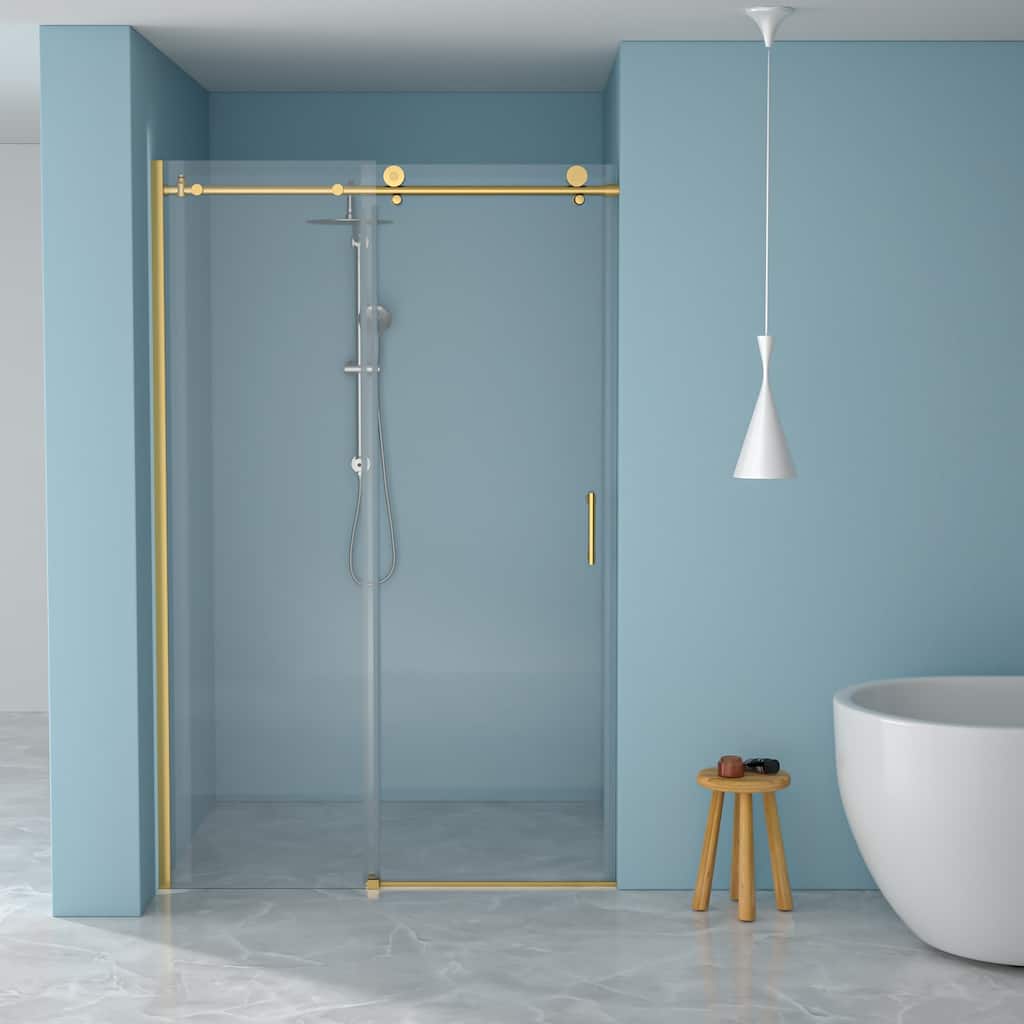 48"W x 76"H Single-Slide Shower Door - 8mm Tempered Glass