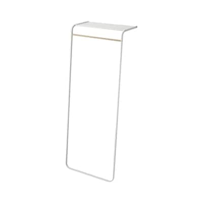 Yamazaki Home Leaning Coat Rack with Shelf, Steel, Holds 22 lbs - L 18.11 x W 23.62 x H 62.99 inches