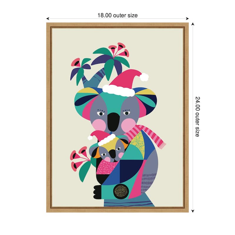 Kate and Laurel Sylvie Framed Canvas Christmas Koala by Rachel Lee