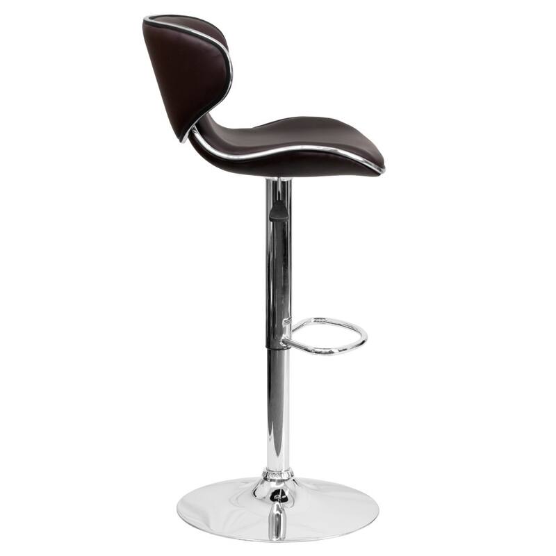 Contemporary Cozy Mid-back Vinyl Height-adjustable Chrome Barstool - 16"W x 17.5"D x 34.5" - 43"H