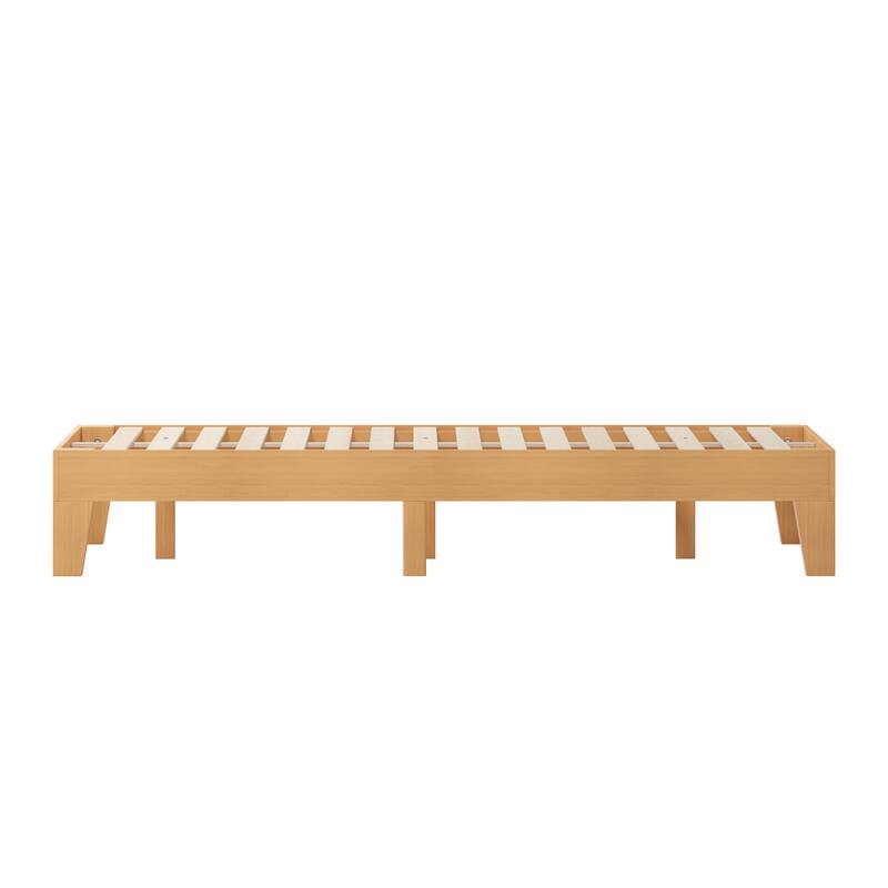 Wood Platform Bed with 14 Wooden Support Slats