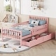 preview thumbnail 7 of 9, Twin Size Wood Platform Bed with Guardrails and 2 Storage Drawers Pink
