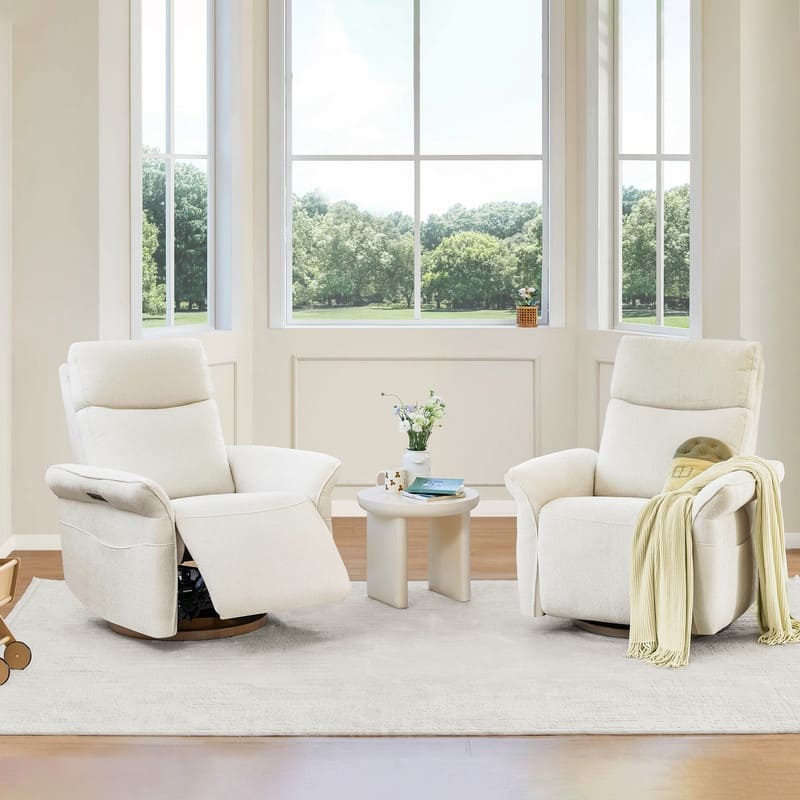 Spruce & Spring Power Swivel Recliner Chair Triple-Motor Nursery Glider