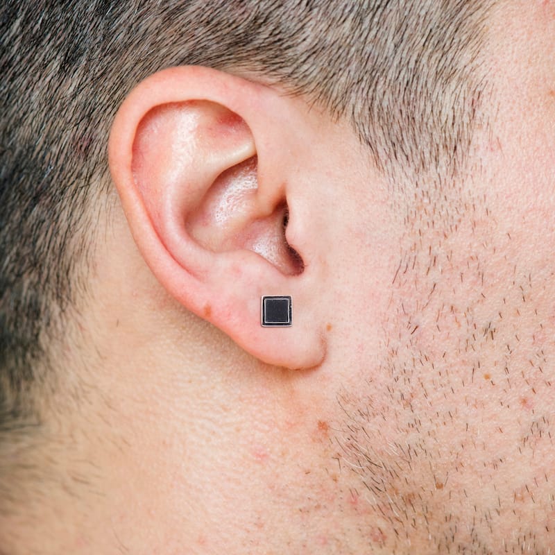 Miadora 1 CT TGW Hematite Square Stud Earrings in Sterling Silver