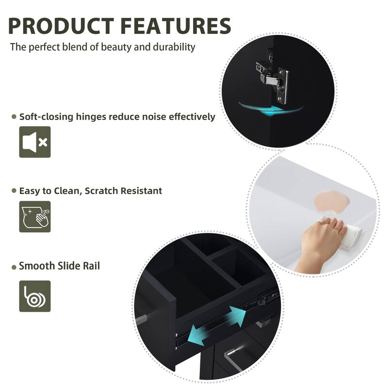 72'' Freestanding Bathroom Vanity with Integrated White Ceramic Sink - 72'' x 18.3'' x 33.7''