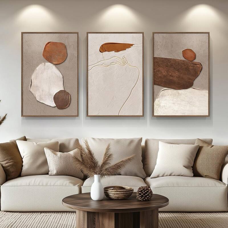 3 Piece Earth Tones Rustic Canvas Prints Paintings Artwork - 24 x 36