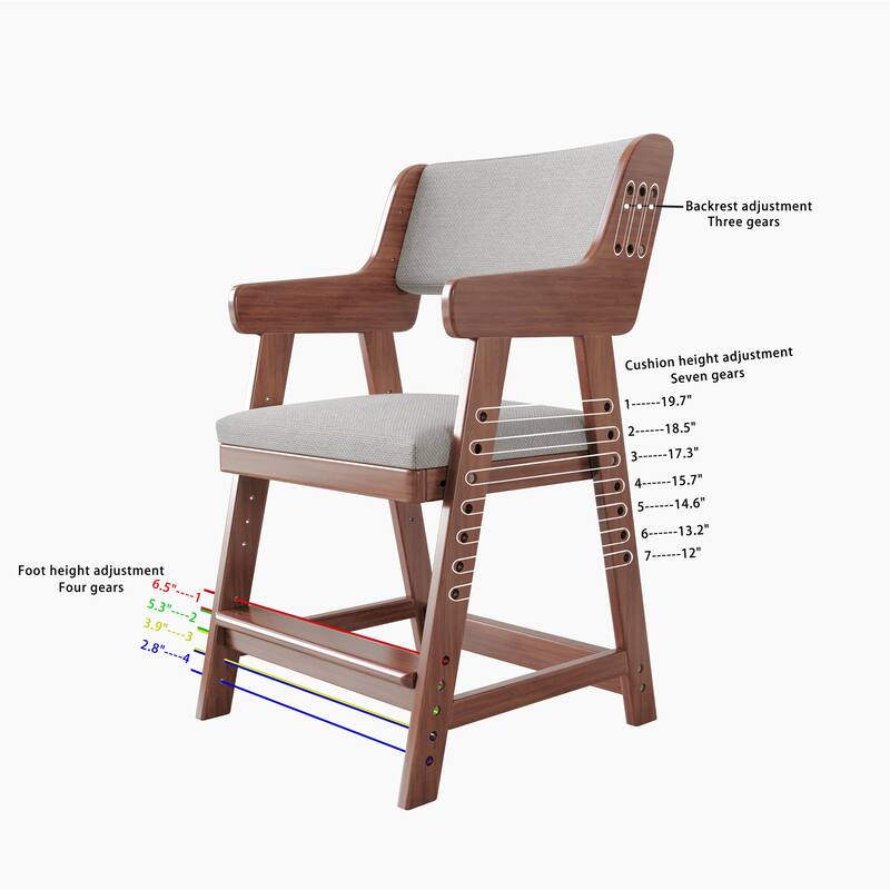 Kid's Chair, Lift Adjustable Backrest Chair, Children's Sitting Posture Correction Solid Wood Writing Study Chair