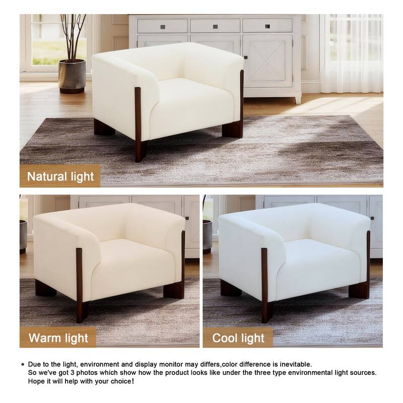 Upholstered Nordic Wide Seat Tuxedo Arms Barrel Chair Set of 2