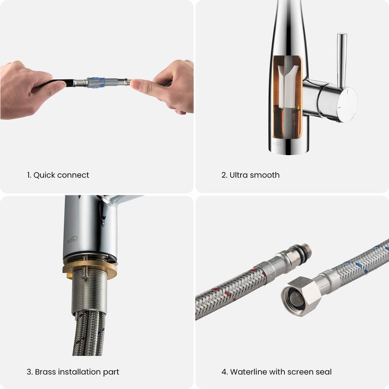 Bari-T Single Handle Pull Down Kitchen Sink Faucet