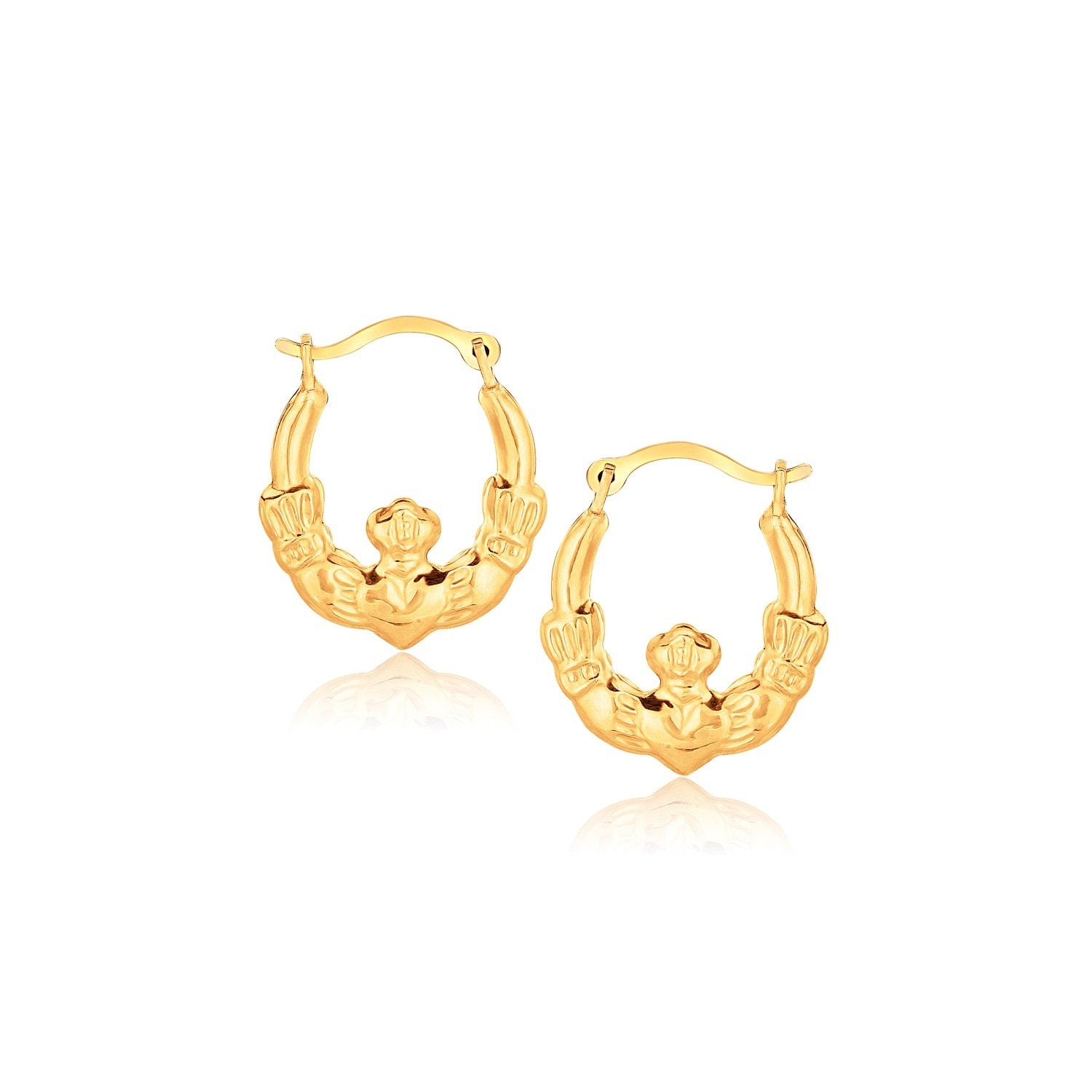 MayaMila 10k Yellow Gold Claddagh Hoop Earrings