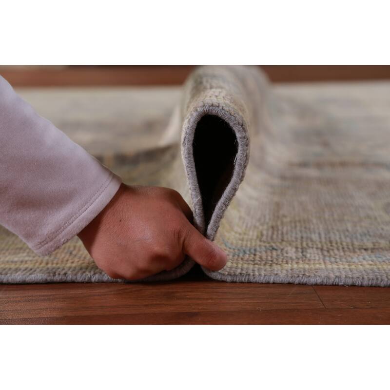 Hand Knotted Oriental 100% Wool Carpet Transitional All-Over Greys & Charcoal Oushak Area Rug - 9' 10'' X 8' 1''
