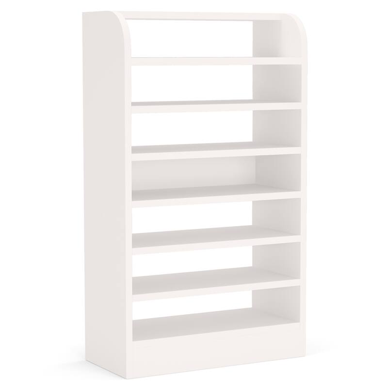 25" Width White Shoe Rack, 8-Tier Tall Shoe Shelf, White