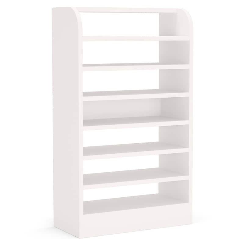 8-Tier Shoe Cabinet for Entryway, Modern White Shoe Shelf Shoes Rack Organizer, Wooden Shoe Storage Cabinet for Hallway Closet