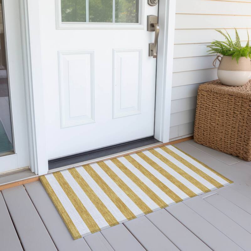 Almiro Stripe Weather Resistant Classic Meets Modern Outdoor Rug