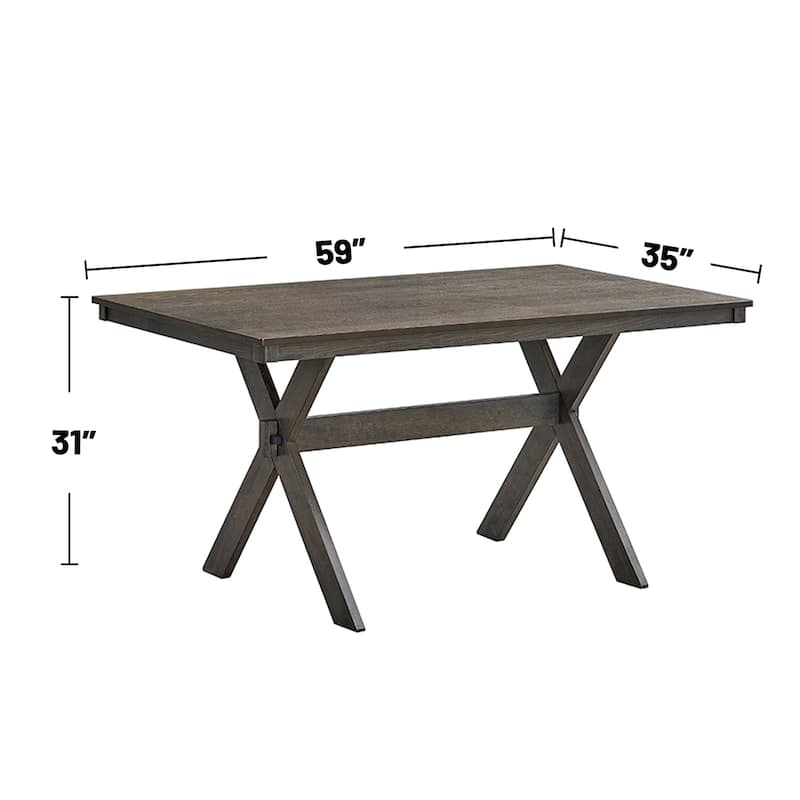 Rectangular Wooden Dining Table with X-Shape Leg in Gray