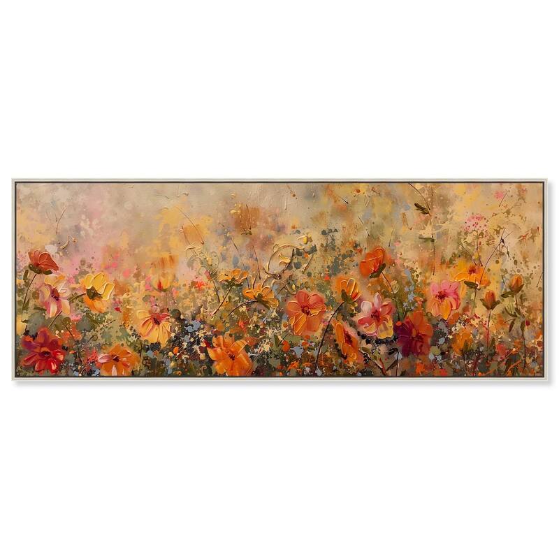 Fall Cosmo Flowers Panoramic Canvas by Art Remedy - Silver - 54" x 20"