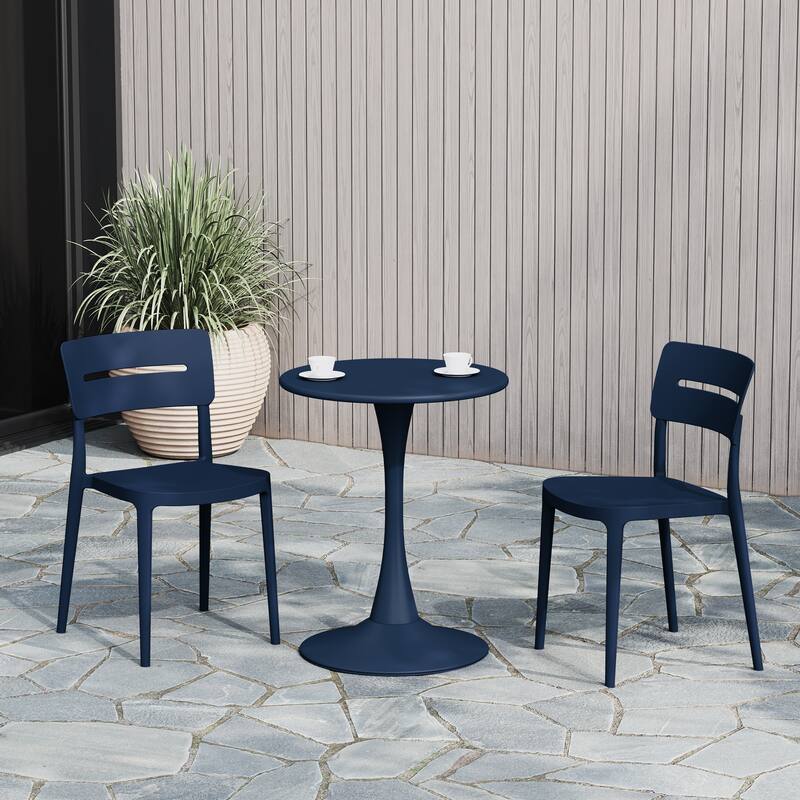 Frond and Form Modern Outdoor Patio Stacking Dining Side Chair (Set of 2)