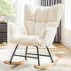 preview thumbnail 14 of 16, Nursery Rocking Chairs, Teddy Upholstered Comfy Glider Chair, with High Backrest, Armrests, Solid Wood Base & Pocket