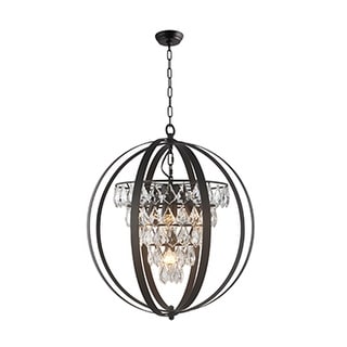 Clear Crystal/ Antique Brown Finish Iron 3-light Globe Chandelier - 22 ...