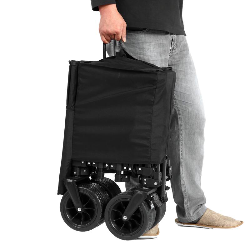 Foldable Wagon with All-Terrain Wheels & Drink Holders, 220lb Capacity