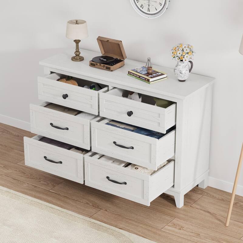 6 Dresser for Bedroom, 47" Wide Drawer Dresser with Storage Freestanding, Wooden Closet Storage