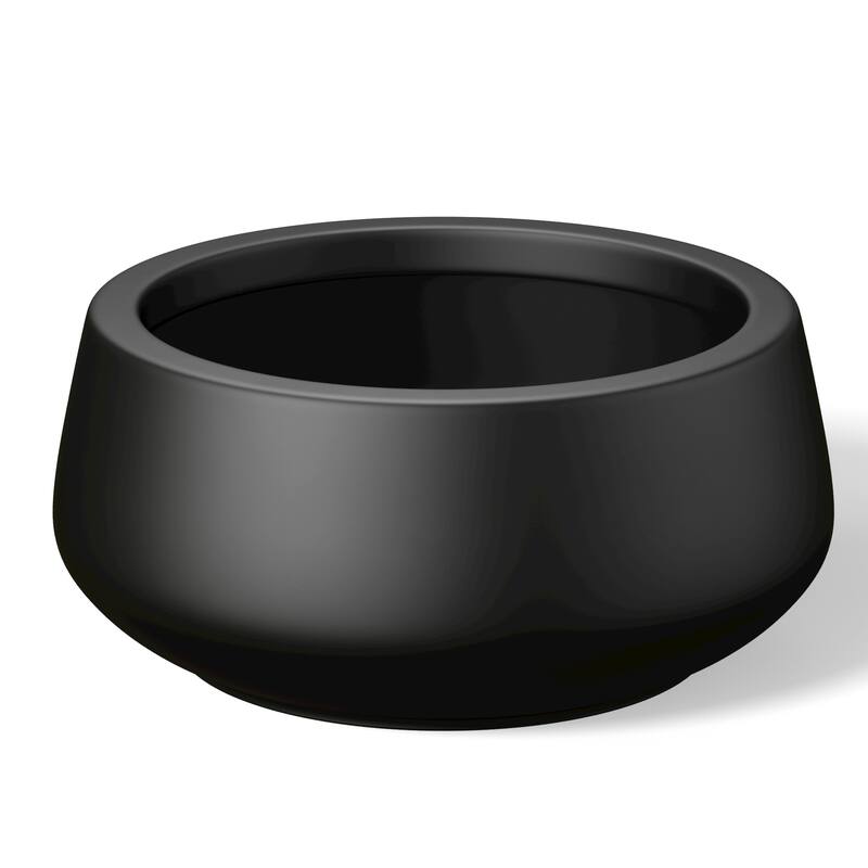Round Curvy Concrete Planter Bowl Plant Pots - 12.5 x 6 in - Charcoal Black(Enhanced Interior)