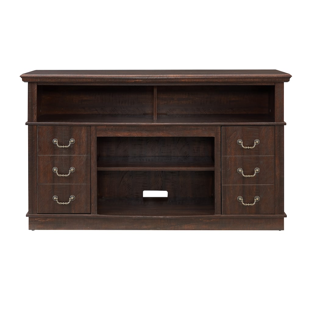 Farmhouse TV Stand For TV Up To 65", Rustic Entertainment Center Media Console With Open Closed Storage Space