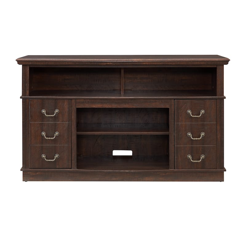 Farmhouse TV Stand with 2 Cabinets, 6 Drawers and Cable Management for Living Room Bedroom and Office