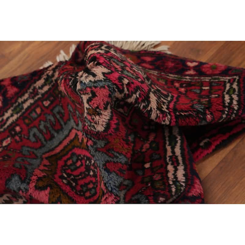 Hand Knotted Oriental 100% Wool Carpet Traditional Tribal Red Gharajeh Runner Rug - 9' 7'' X 2' 3''
