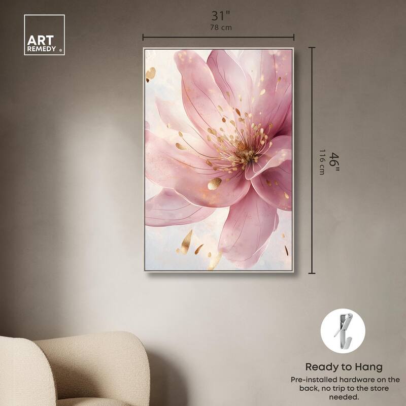 Pink and Gold Bloom Canvas by Art Remedy