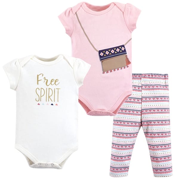 slide 1 of 1, Little Treasure Baby Girl Cotton Bodysuit and Pant Set, Free Spirit 3-6 Months - Free Spirit