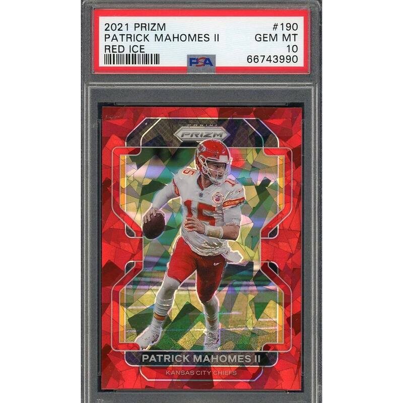 Patrick Mahomes 2021 Panini Prizm Red Ice Football Card #190 Graded PSA 10 - 8'6" x 11'6"