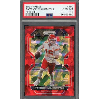 Patrick Mahomes 2021 Panini Prizm Red Ice Football Card #190 Graded PSA 10 - 8'6" x 11'6"