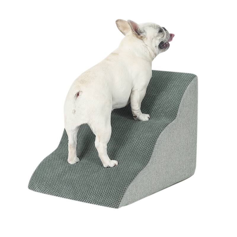 Adeco 3-Tier Dog Stairs Soft Dog Ramp with Removable Cover