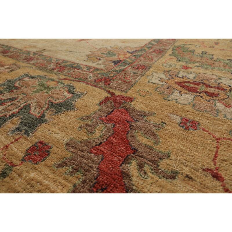 9'7''x12'9'' Hand Knotted Wool Beige Arts & Crafts Oushak Vintage Oriental Rug - 9' 7'' x 12' 9''