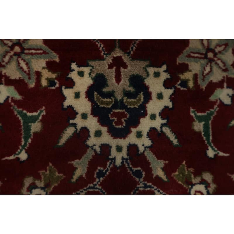 Hand Knotted Oriental 100% Wool Carpet Traditional All-Over Beige & Ivories Kashan Area Rug - 9' 10'' X 7' 11''