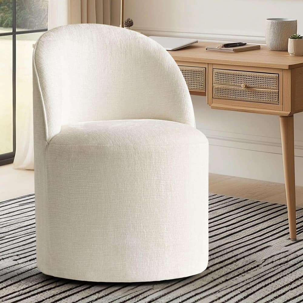 Upholstered Chenille Office Chair with Wheels