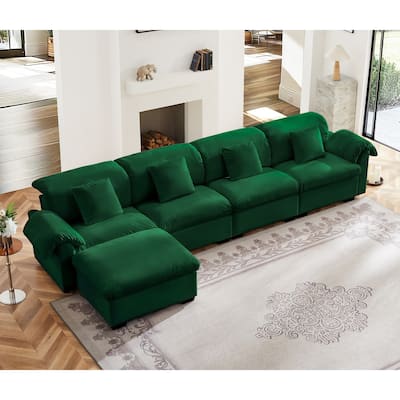 Large L-Shaped Deep Seat Modular Sofa with Storage Seats & 1 Storage Ottomans