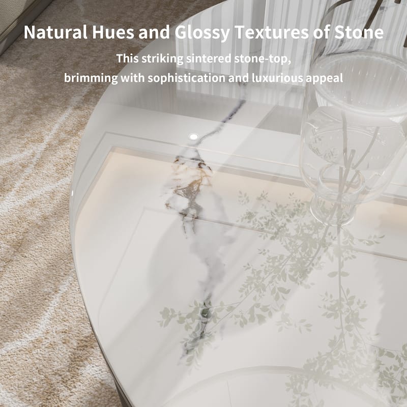 Nesting Round Sintered Stone Coffee Table Jade Ice White