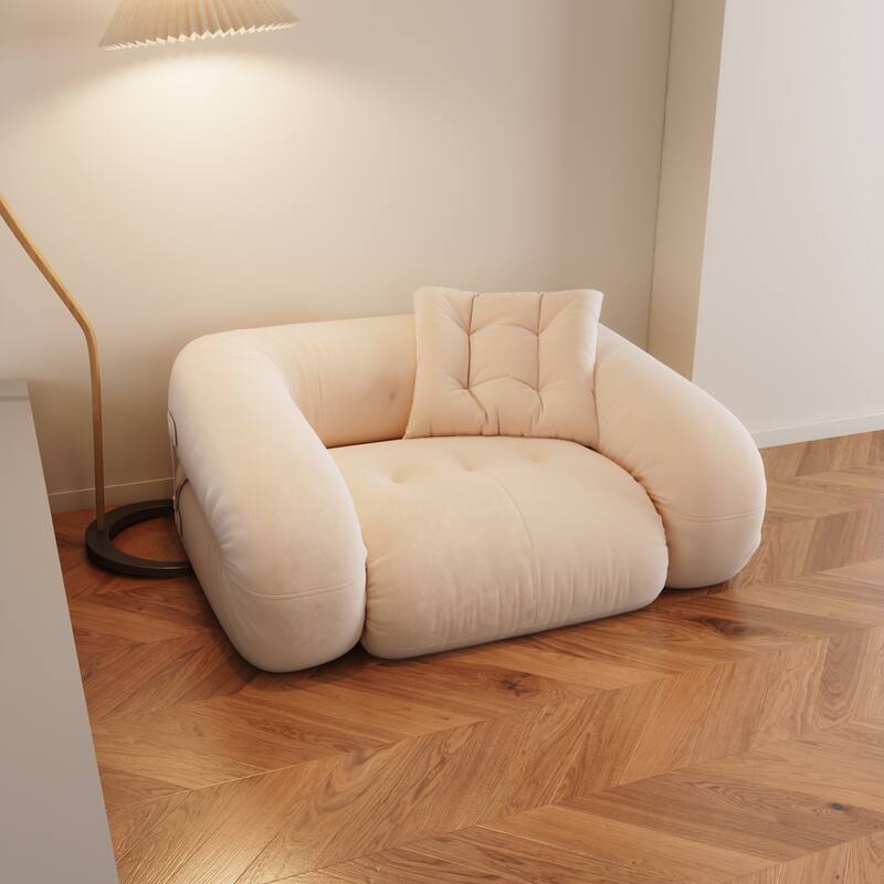 JASIWAY Modern Convertible Sleeper Sofa Chair Bed, White