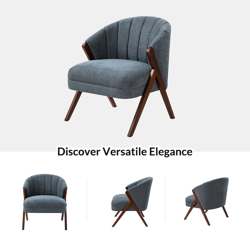 Vivian Mid-century Barrel Chair with a Scalloped Back Set of 2 by HULALA HOME