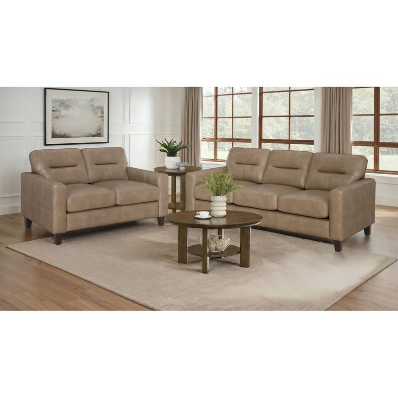 Scotland Faux Leather Upholstered Sofa Set