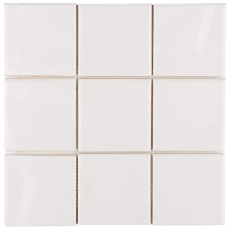 Merola Tile Twist Square Soft Cream 11-3/4" x 11-3/4" Ceramic Mosaic Wall Tile