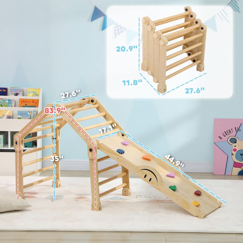 Toddler Climbing Toys, 4 in 1 Pikler Climbing Toys for Toddlers 18-48 Months, Inside Foldable Montessori Kids Climbing Toys