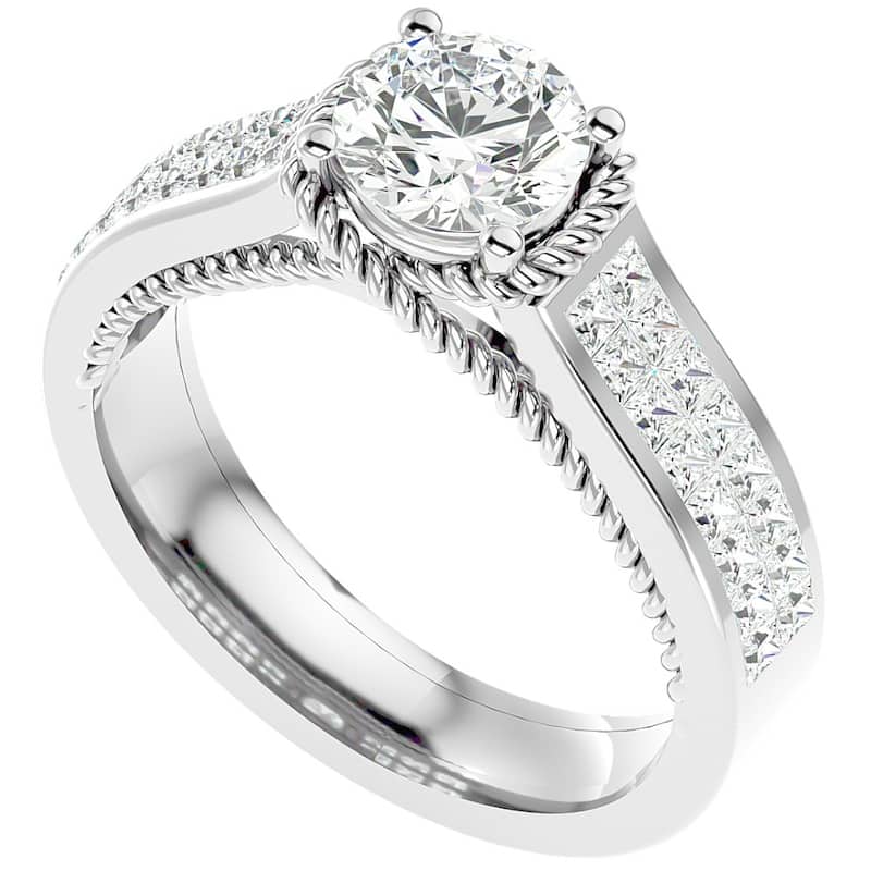 1 3/4Ct Diamond & Moissanite Designed Accent Engagement Ring in Gold