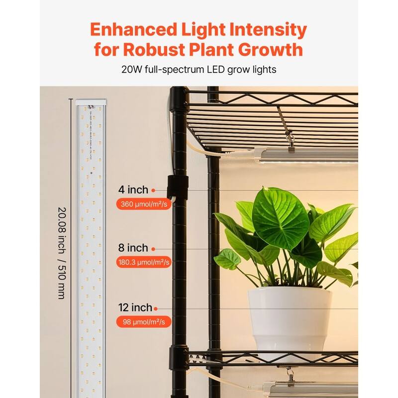Black Metal 6-Tier Double-Row Plant Stand with 10 Warm LED Grow Lights and Timer - 47.24 x 13.78 x 70.87 in