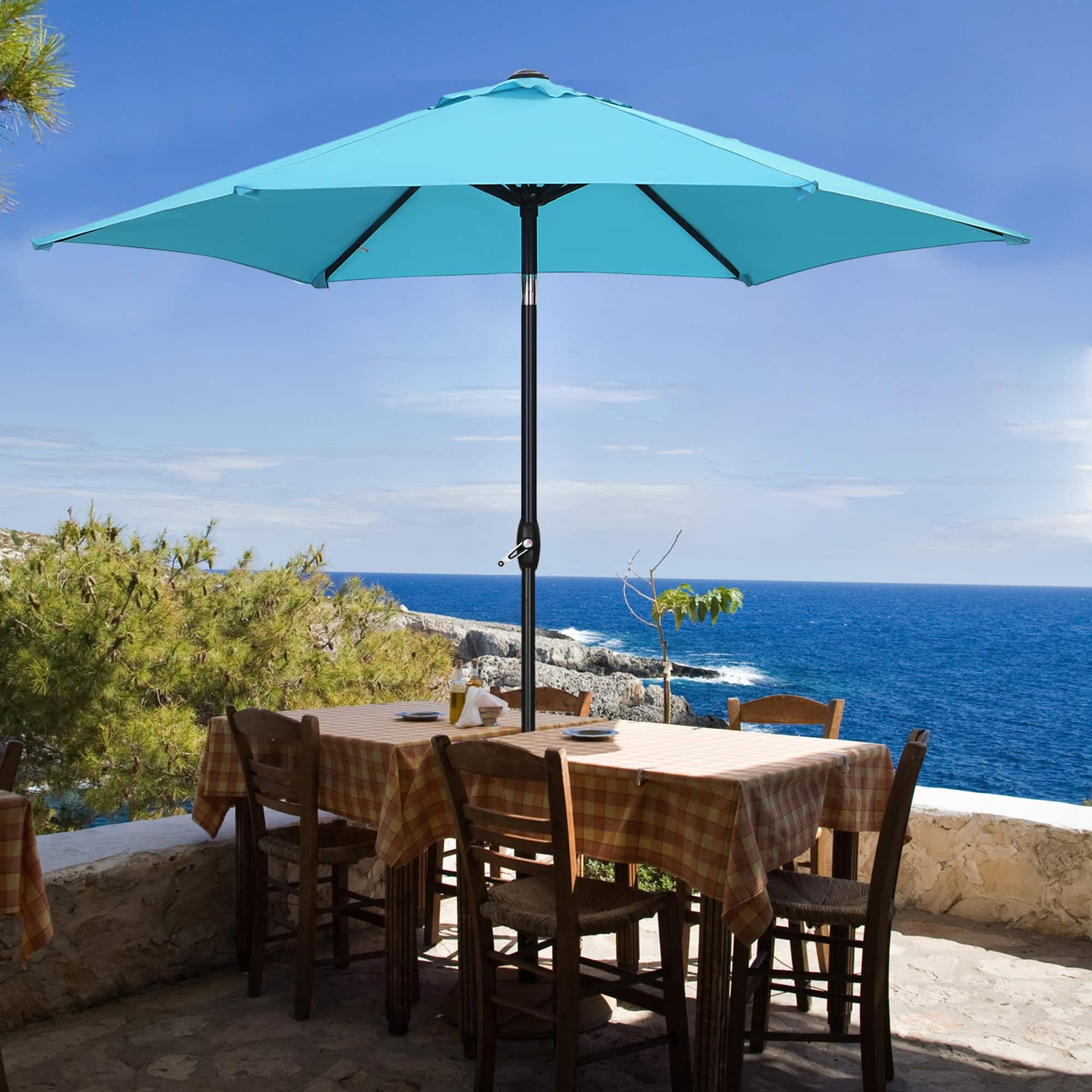 aqua blue 9 ft patio umbrella 9' MARKET UMBRELLA, Available in multiple colors and sizes to match any outdoor decor. Westbay 9 ft. Market Umbrella