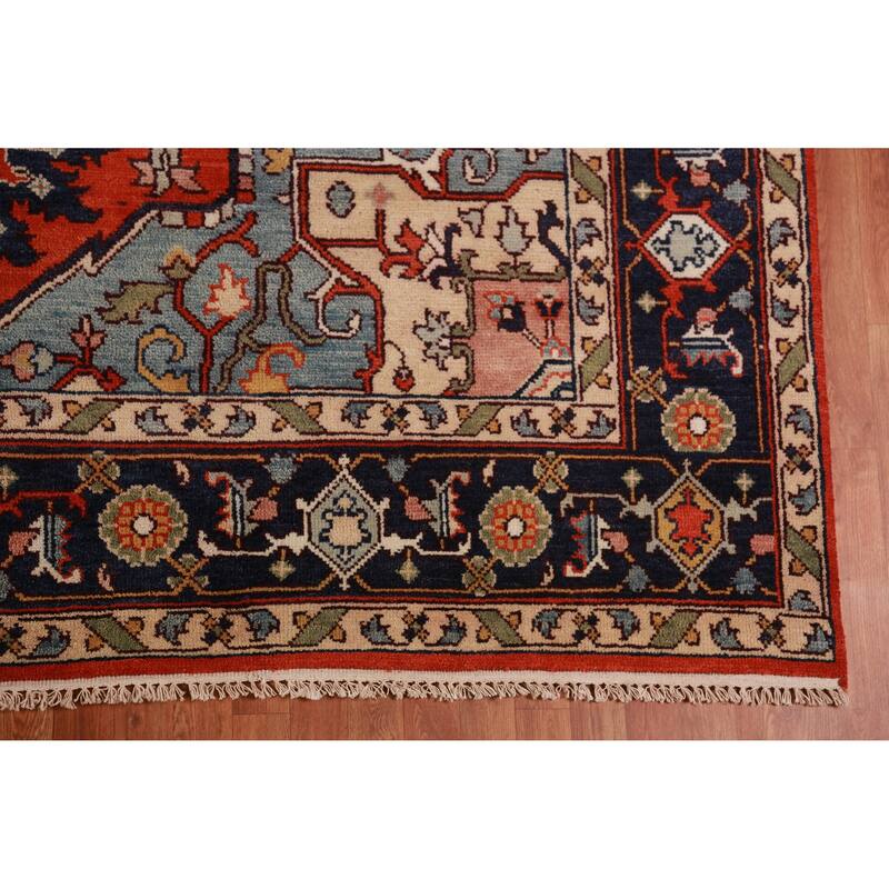 Traditional Heriz Serapi Indian Area Rug Handmade Wool Carpet - 8'11" x 11'11"