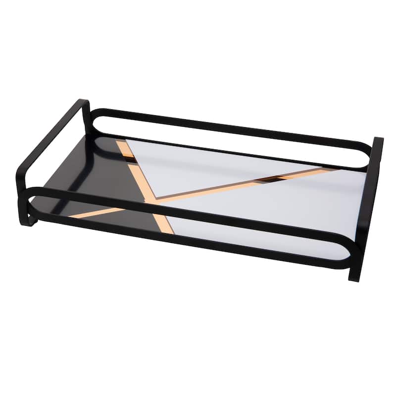 Home Details Color Block Vanity Tray in Matte Black - 12.8"x 6.65"x 2.5"